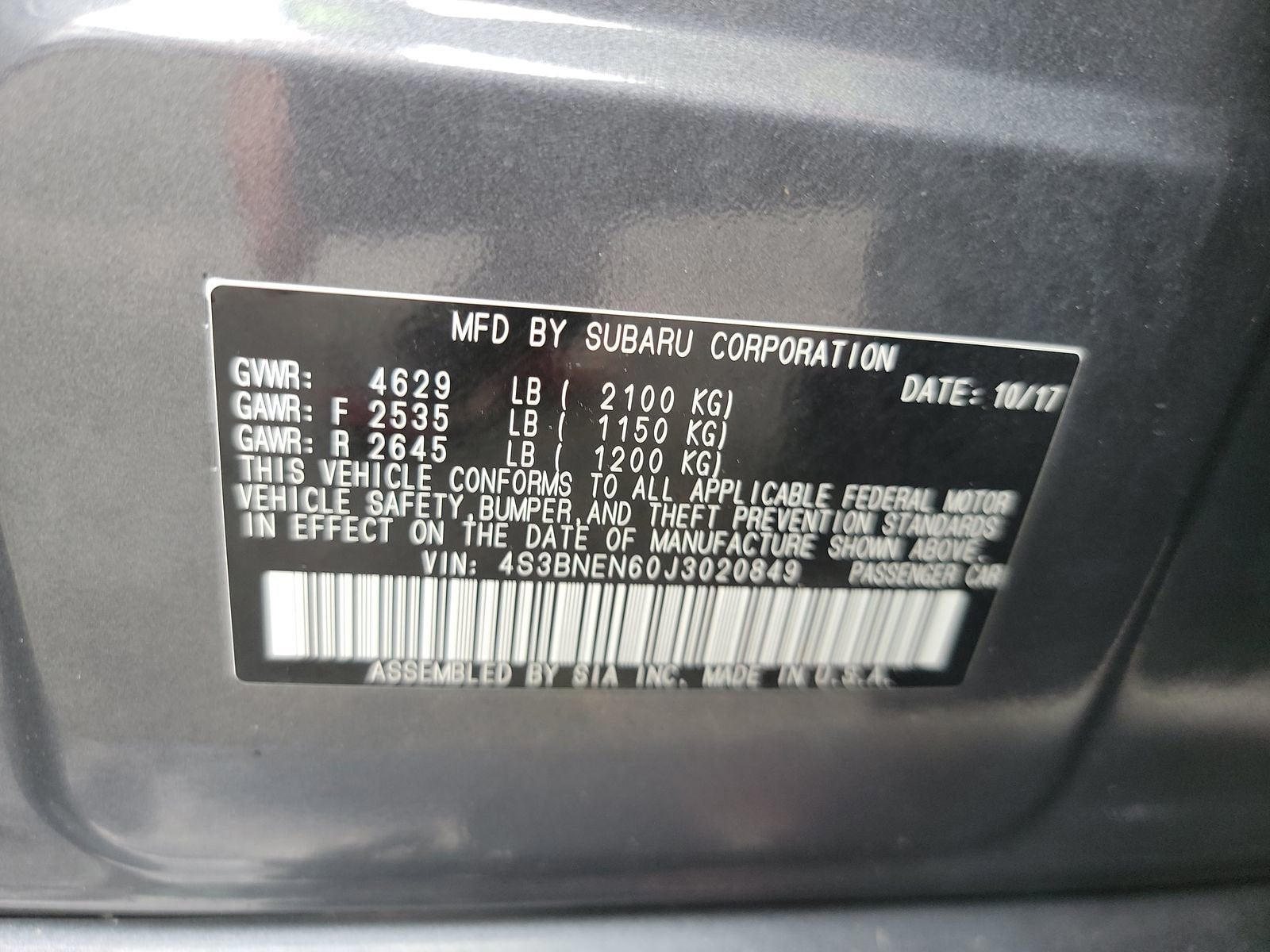 2018 Subaru Legacy 3.6R