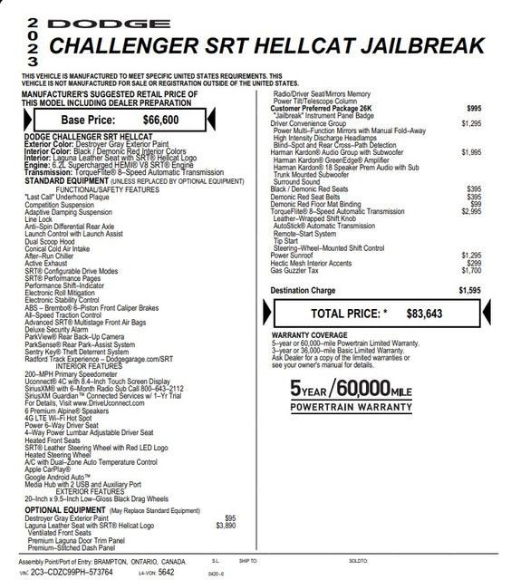 2023 Dodge Challenger SRT Hellcat Jailbreak